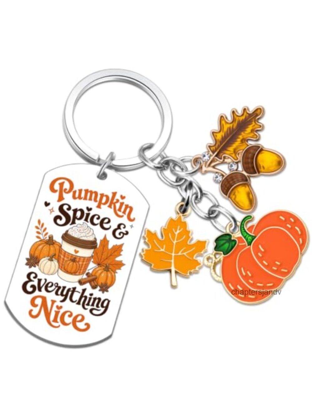 Pumpkin Keychain Bag Charm Fall Themed Stainless Steel Keyring Gift
